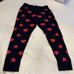 J. Crew size 10 Kids Navy Sweatpants with Red Stars and Hearts